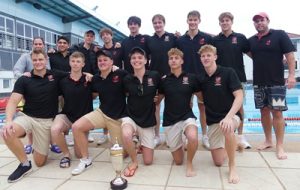 The Clifton water polo teams celebrates winning the KZN Top 10 Water Polo Tournament, and with it the Rowe Cup. (Photo: Brad Morgan)