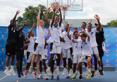 Delight for Hilton College as they celebrate being crowned u15 champions at the St John's Basketball Tournament. Photo: ActionPix.