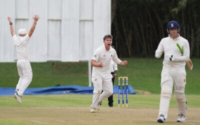 Hilton College's Simon Steyn appeals in their match against St Andrew's College on the opening day of the 2024 Independent Schools Cricket Festival. Photo: Justin Waldman Sports Photography.