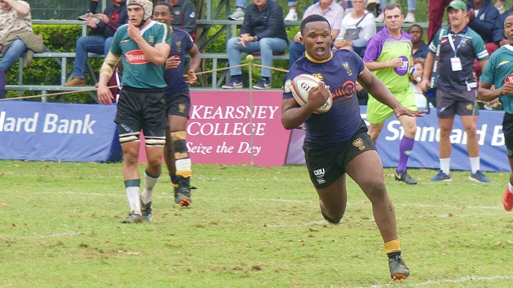 Powerful Zingce Simka is a bowling ball in the DHS midfield and he'll pose a serious threat to Kearsney College's stout defence. Photo: Brad Morgan.