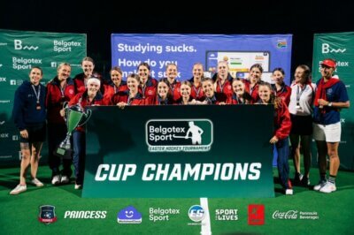 The Somerset girls team celebrate their Belgotex Easter Hockey Tournamnet truimph in Cape Town. Photo: Belgotex Sport Easter Hockey Tournament