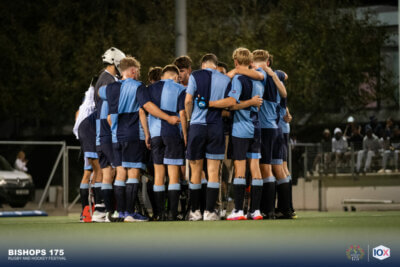 The Bishops first hockey side in a team huddle during their 175 Hockey Festival in Cape Town in March. Photo: Karli Coetzee