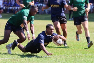 Scrumhalf Marcwin Nero ran in two tries for DHS. Photo: Hannah Shirley. 
