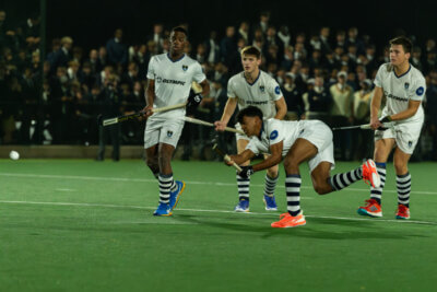 SACS's Reece Theunis attempting a drag flick for his side in their clash vs Rondebosch this season. Photo credits: Ray Chaplin