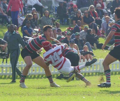 After a slow start, Michaelhouse produced a number of penetrating attacks. This one, though, was ended by solid Pretoria Boys High defence.
