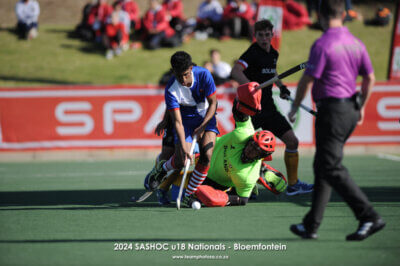 Western Province's Jordan Paulsen dancing his way around the Boland defence in their Pool A encounter at this year's SASHOC National Week in Bloemfontein. Photo credits: TeamPhotoSA