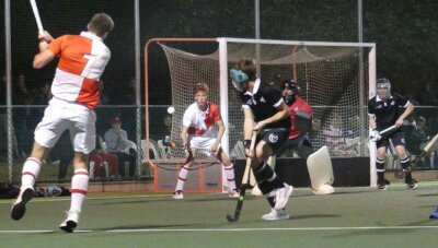 Although they didn't score, Michaelhouse came very close on three occasions. Twice, they struck the woodwork, and this shot, which was deflected in front of goal, just passed over the top of the crossbar.