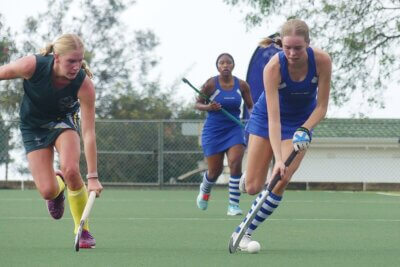 Driving forward and putting St Mary's on the attack against Danville Park Girls' High School.