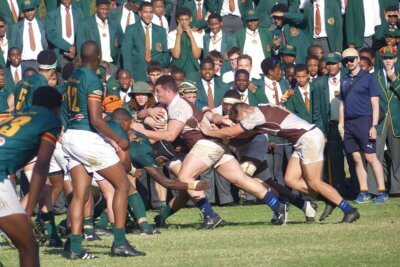 Reuben Vos smashes into and through the Glenwood defence for a try in the second half.