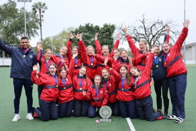Goals by Evi Benson and Ashley Hingeston secured a hard fought 2-1 win for Somerset College against St Mary's Waverley in the Challengers' Cup final. Photo: Suzanne Meyer-Nell