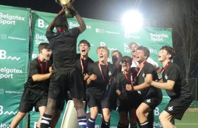 That winning feeling: Hilton College captain Regan Mudau hoists the winner's trophy high.