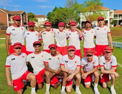 Happy days for the KES 1st XI, which beat St Charles on the St Charles Oval a day after Saints had beaten Grey College at the same venue. Photo courtesy of KES.