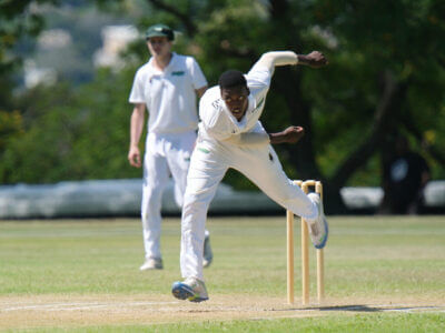 Paceman Ntando Soni led the South African u19 Emerging attack against Zimbabwe i18 Emerging, capturing 3/15. Photo: Michael Sheehan/Gallo Images.