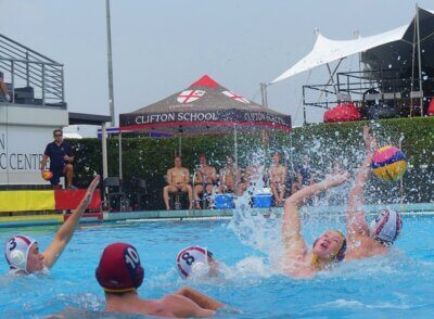 St John's College battles Maritzburg College for possession in a Pool C match, which the Johburg school won comfortably.
