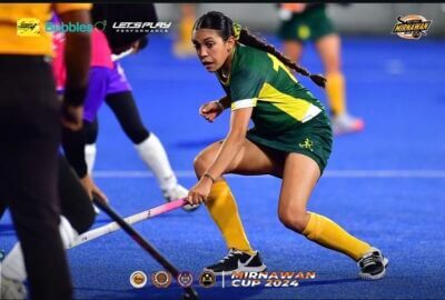 Vice-captain, Caprice Bengston in action for the SA u17 girls' at the Dato Mirnawan Cup. Photo: National Hockey Development Programme Malaysia