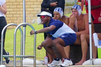 Western Province A coach Jabz Sibiya was a very active participant from the side of the pool in his side's stirring win over KwaZulu-Natal A. Photo: Brad Morgan.