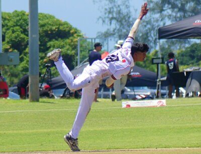 In 2024, while in grade 10, Shiraz Perumal took the most wickets in a calendar year for the Clifton 1st XI, and he's again regularly among the wickets in 2025. Photo: Brad Morgan. 