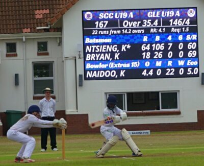 Karabo Ntsieng was masterful on the late cut, racking up plenty of runs with the shot in a match-winning innings for Glenwood against St Charles College. Photo: Brad Morgan.