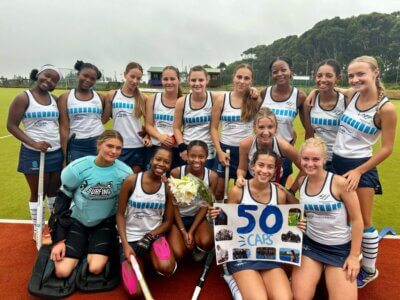 The Merrifield girls first hockey side at the Ooskus Gimnasium Festival. Photo: Supplied