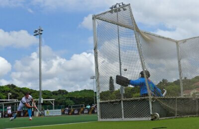 One of Westville captain Seth Simpson's two goals came from the penalty spot. Photo: Brad Morgan.