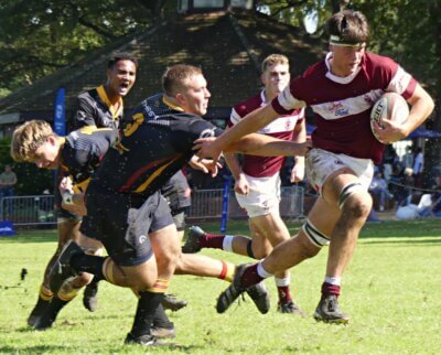 Lock Joseph Roylance impressed for Kearsney at the Kearsney Easter Rugby Festival with his high work rate and all-round game. Photo: Brad Morgan.
