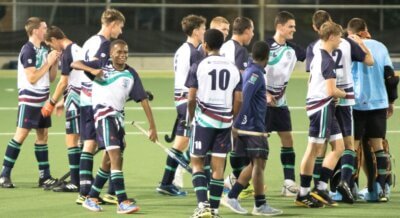 The Stellenberg boys celebrating their 2-1 victory over Bishops at the Woodlands AstroTurf. Photo: Hannelie Van Niekerk