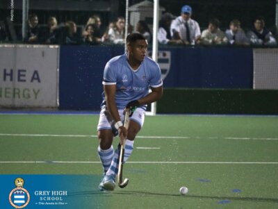 Ameer Muller was one of the Grey High goal scorers in the side's 5-1 win over Queen's College. Photo: Grey High School Media team