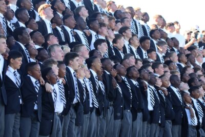 Hilton's boys urge their 1st XV on to victory. Photo: Hilton College on Facebook.