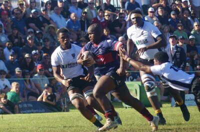 In a high-quality clash, in front of a buzzing Bowden's Field crowd, Westville Boys' High remained unbeaten with a 33-28 win over DHS. Photo: Brad Morgan.