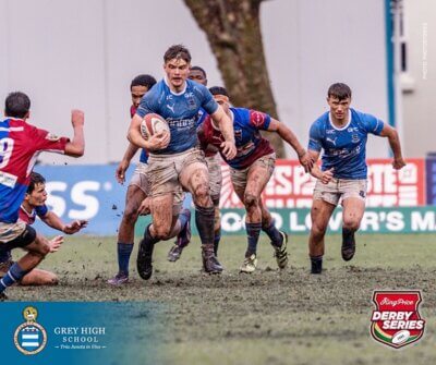 Grey High beat Framesby in a muddy clash in their last outing. Another wet and muddy day could be in store for their annual meeting with Grey College. Photo: Grey High School on Facebook.
