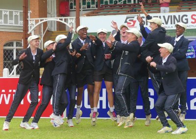 That winning feeling! Hilton College hoists the KZN Switch Schools SA20 Volume Two winner's trophy. Photo: Brad Morgan.