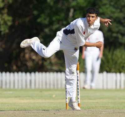 Noah du Plooy starred for Wynberg Boys' High in a win over Pocthefstroom Gimnasium. He returned the Peninsula Festival's best figures of 7/39 in a win over Hilton College. Photo: Justin Waldman Sports Photography.