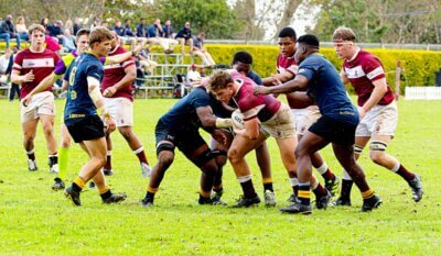 James Whatmore and his Kearsney College manfully fronted up to DHS, but the visitors came away with a 12-point win in Botha's Hill. Photo: Kearsney College.
