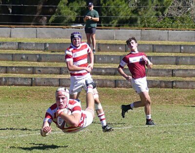 Jed Reilly scored a cracking try, the fourth of Michaelhouse's five against Kearsney. Photo: Brad Morgan.